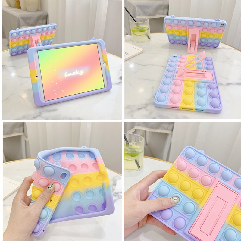 Samsung Galaxy Tab 3 Lite Case Tab 3V T110 T111 T113 T115 T116 7.0 นิ้ว Lanyard Rainbow รูปแบบเคสซิล