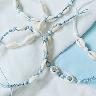 🐚กำไลข้อมือ/ข้อเท้า สีพาสเทล เปลือกหอย น่ารัก สดใส