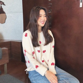 Heart sweater เสื้อ Sweater ลายหัวใจ