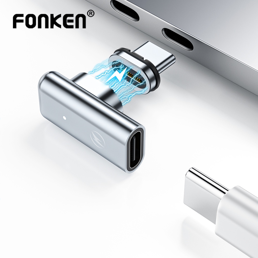 Fonken อะแดปเตอร์แปลงแม่เหล็ก 24-Pin Type-C 40Gbs USB C PD 100W ชาร์จเร็ว USB 8K HD สําหรับ