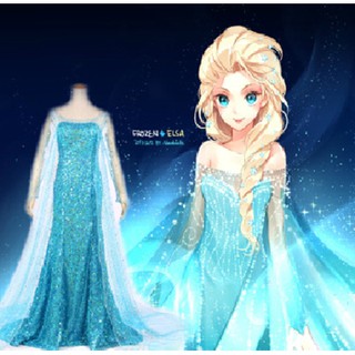 ชุดเอลซ่า+วิกสีทอง จากการ์ตูน Frozen Queen Elsa Frozen Full set