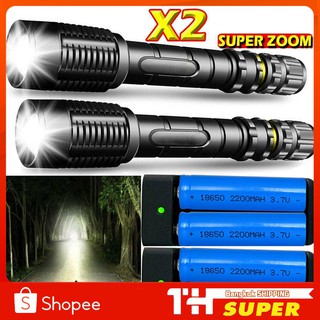 ไฟฉายขนาด 350000LM ไฟฉายแรงสูง ไฟฉายซูม Tactical T6 LED Torch Headlamp Camping Flashlight  worldchips