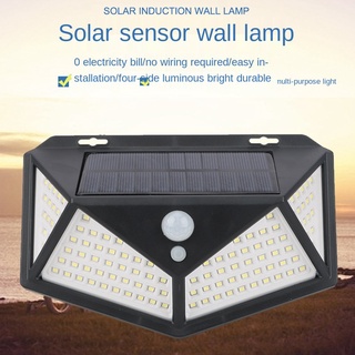 Solar motion sensor light 100 LED 3 โหมด ไฟออก4ทาง ไฟติดผนังโซล่าเซลล์พลังงานแสงอาทิตย์ เซ็นเซอร์ /New100LEDAll Sides Lu