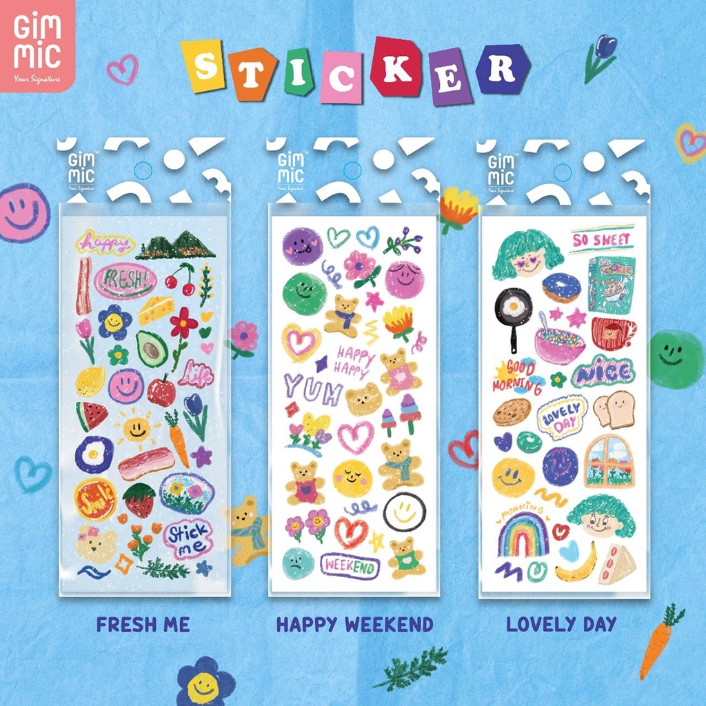 New Glitter Sticker สติกเกอร์ฟริ๊งๆ มีความกลิตเตอร์วิ้งค์ๆ น้อนๆ 3 ลาย วิบวับตาแตก ราคา 59 บาท