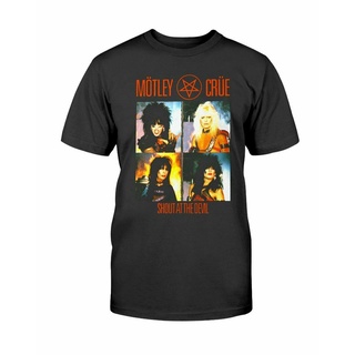 เสื้อยืดผ้าฝ้ายMotley เสื้อยืด ผ้าฝ้าย 100% พิมพ์ลาย Shout At The Devil Heavy Metal Rock 2022 สําหรับผู้ชายL XL  XXL 3XL