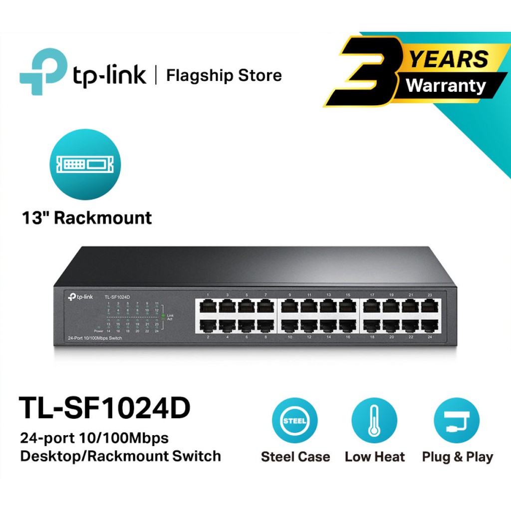 SWITCH HUB (สวิตซ์ฮับ) TP-LINK (TL-SF1024D) Switching Hub 24 Port (11") 10/100Mbps RJ45 Ports