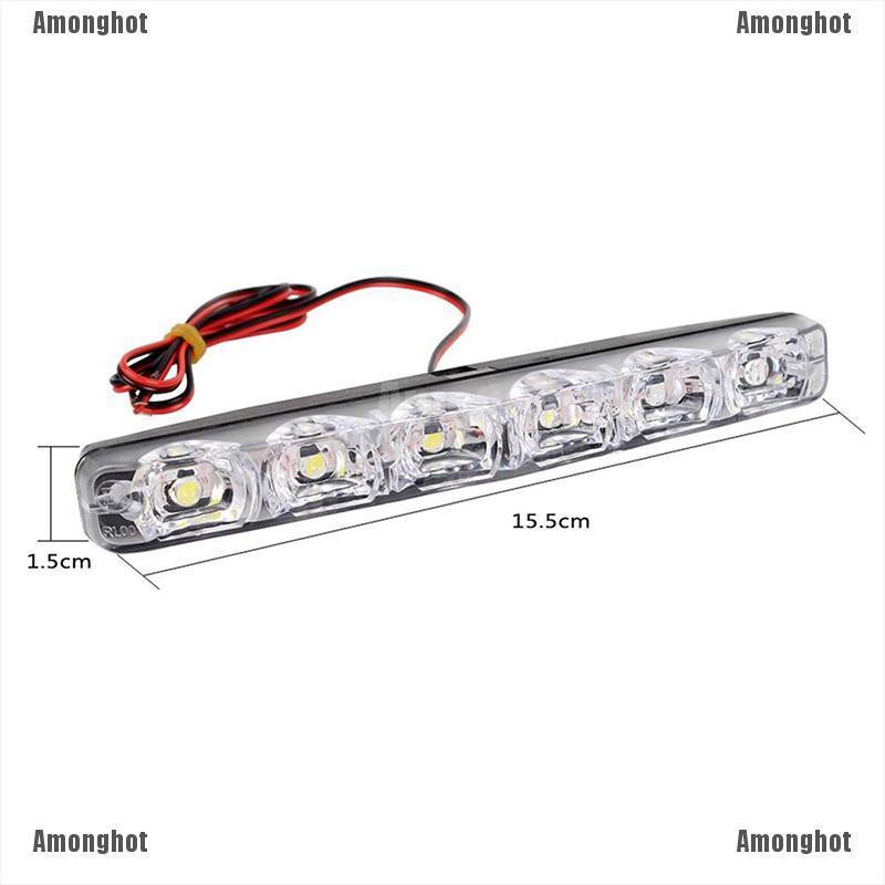 Amonghot 2pcs 12v 6 Led Daytime Running Light Drl Car Fog Day Driving