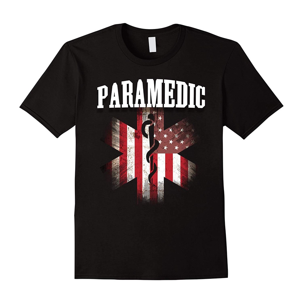 เสื้อยืด Flag Star of Life EMT EMS Paramedic Mens Summer O-คอใหม่ S-3XL Tops Tees