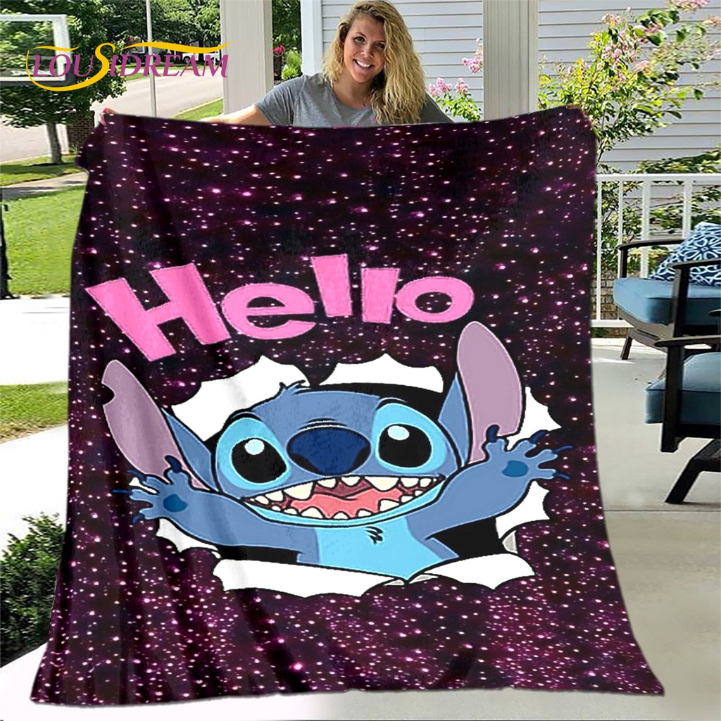 ใหม่น่ารักการ์ตูนStitchผ้าห่ม,Flannelผ้าห่มโยนผ้าห่ม,Sherpa WARMผ้าห่มเด็กสําหรับห้องนั่งเล่นห้องนอน