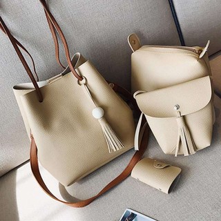 Fashionเซ็ต 3 ใบ กระเป๋าสะพายข้าง กระเป๋าสตางค์ผู้หญิง กระเป๋าแฟชั่น กระเป๋าถือผู้หญิง รุ่น