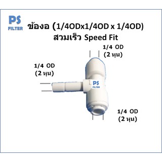 ข้องอ (1/4 Pushx1/4 Push x 1/4 Plug) Plastic สวมเร็ว Speed Fit