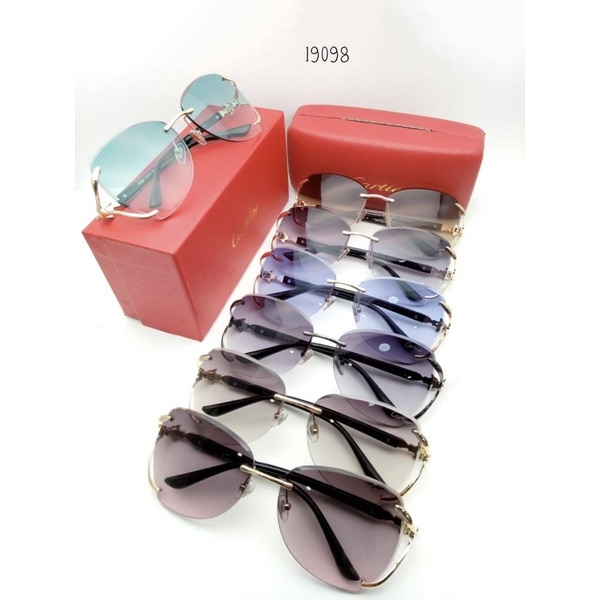 แว่นกันแดด/แว่นกันแดดแฟชั่นผู้หญิง Cartier 19098 ป้องกัน UV ครบชุด