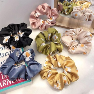 【GANGAPI】Ready Stock Fashion Satin Scrunchies Daisy Flower Ponytail Hair Ties Girls Elastic Korean Women Accessories