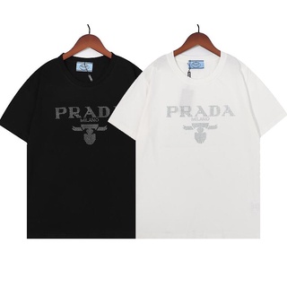 เสื้อยืดแขนสั้น ผ้าฝ้าย พิมพ์ลาย Prad แฟชั่นสําหรับผู้ชาย และผู้หญิง