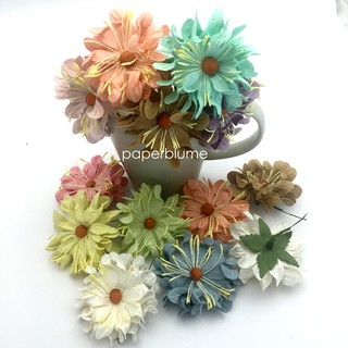 50mm/ 5 ซม /2 นิ้ว ดอกไม้กระดาษสา งานประดิษฐ์ งานแต่ง Mulberry Paper Flowers (เดซี่บิดใหญ่ 4-สีพาสเทลผสม)