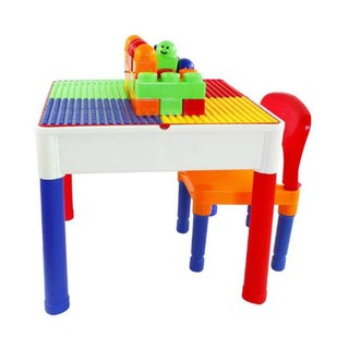 Ruklook โต๊ะกิจกรรมเลโก้  2 in 1 Learning Desk Set (เก้าอี้ 1 ตัว พร้อมเลโก้ตัวใหญ่)