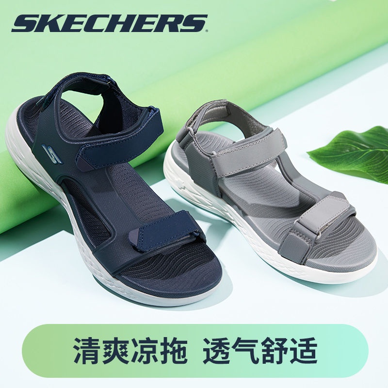 หายใจรองเท้าหนัง๑□♤Skechers Skechers รองเท้าผู้ชาย 2021 ฤดูร้อน Velcro Beach รองเท้ารองเท้าแตะกีฬารองเท้าแตะลำลอง