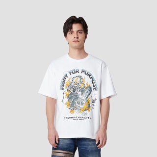 DAVIE JONES เสื้อยืดโอเวอร์ไซส์ พิมพ์ลาย สีขาว Graphic Print Oversized T-Shirt in white WA0088WH