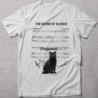 เสื้อยืดลําลอง ผ้าฝ้าย 100% แขนสั้น คอกลม พิมพ์ลาย The Sound Of Silence Music And Cat Lovers ทรงหลวม แฟชั่นสําหรับผู้ชาย