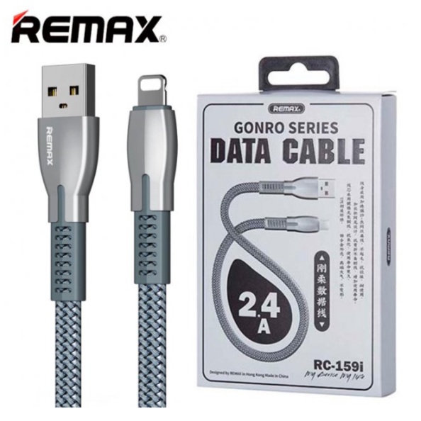 REMAXแท้!!! สายชาร์จ USB สายถักแบน แข็งแรง 2.4A ยาว1เมตร RC-159i **รับประกัน1ปี**
