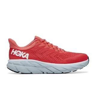 HOKA - CLIFTON 7 - WOMEN - HOT CORAL/ WHITE รองเท้าวิ่งผู้หญิง รองเท้าวิ่งถนน โฮก้า