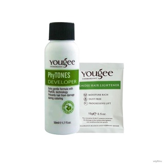 ₪✙✜พร้อมส่ง Yougee Blondie Hair Lightener 15g.+ 50ml. ยูจี ผงไฮไลท์ ผงฟอก ฟอกสีผม กัดสีผม ออแกนิค ไม่ฉุน ส่งไว