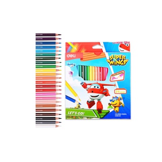 Deli C00820 Colored Pencil 24 colors ดินสอสีไม้ ลาย Super wings 24 สี สีไม้ ดินสอสี เครื่องเขียน สีระบาย อุปกรณ์วาดรูป