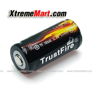 แบตเตอรี่ Trustfire 16340 R123A 3.7V 880mAh มีวงจรป้องกัน สีดำ