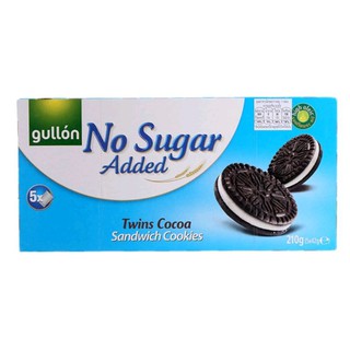 กัลลอน คุกกี้แซนวิซโกโก้สอดไส้ครีม สูตรไม่มีน้ำตาลเพิ่ม Gullon No Sugar Twin Cocoa Sanwich Cookies 210g.