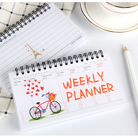 แพลนเนอร์รายสัปดาห์ weekly planer ปกพลาสติกแข็งแรง เย็บห่วงสะดวกใช้งาน