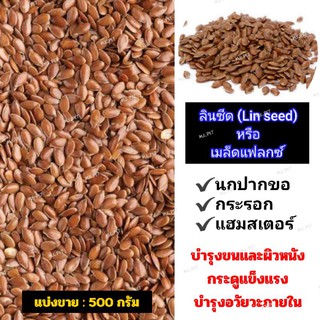 ลินซีด (Linseed) หรือเมล็ดแฟลกซ์ สำหรับนกปากขอขนาดเล็ก-กลาง กระรอก แฮมสเตอร์ (500 กรัม)