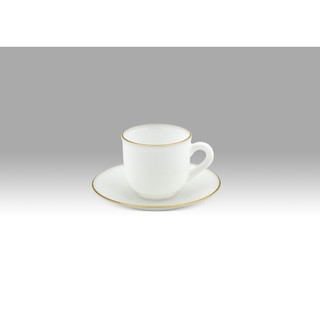 PEARL แก้วกาแฟเนื้อมุก สีขาวขอบทอง Cup and Saucer (ถ้วยกาแฟพร้อมจานรอง 1 ชุด)