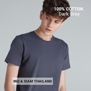 INO &amp; SIAM THAILAND เสื้อยืดสีพื้น Cotton 100% เกรดพรีเมี่ยม สีเทาดำ