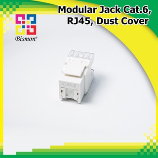 เต้ารับหัวแลนตัวเมีย Modular Jack Cat.6, RJ45, 180องศา Dust Cover - BISMON