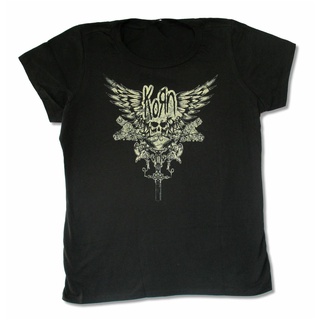 [S-5XL] Gdf21a3 เสื้อยืดผ้าฝ้าย พิมพ์ลายหัวกะโหลก Korn Skull Wings Juniors สีดํา สําหรับผู้ชาย UY32ER32672