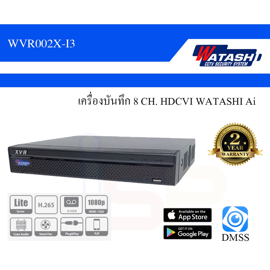 เครื่องบันทึก AI WATASHI WVR002X-I3 DVR 8 ช่อง 8 CH Penta-brid 1080P Mini 1U
