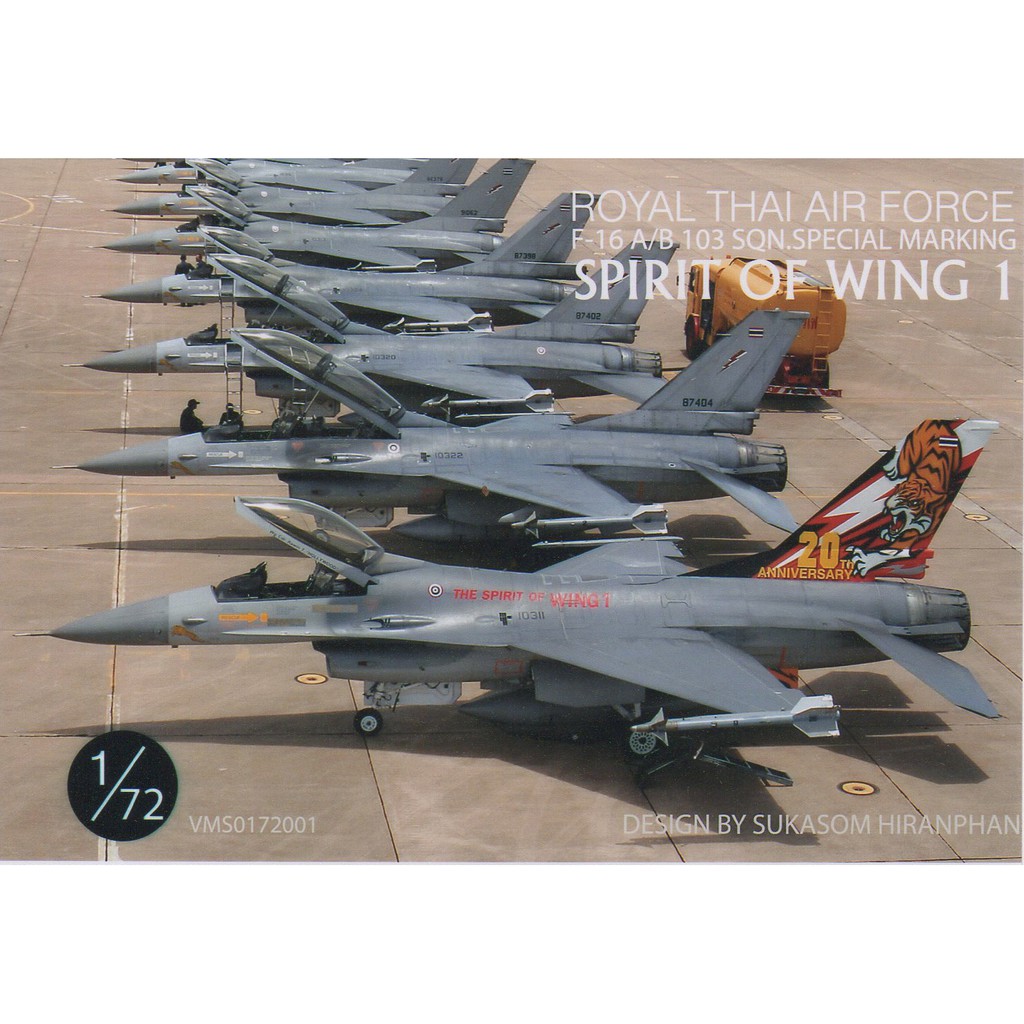 DECAL VEHA 1/72 ROYAL THAI AIR FORCE F-16 A/B 103 SQN SPECIAL MARKING SPRIT OF WING 1