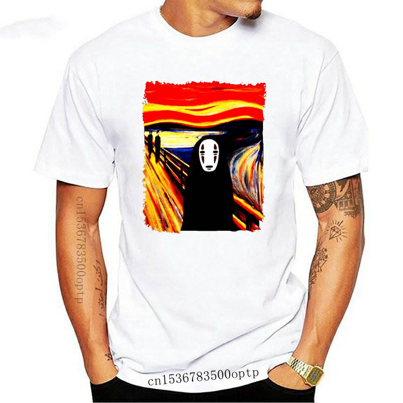 คอลูกเรือเสื้อยืดคอกลมขายดี เสื้อยืด พิมพ์ลาย Spirited Away No Face Studio Ghibli S-3 US สีดํา สําหร