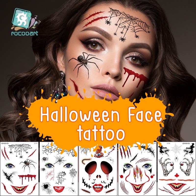 #พร้อมส่ง!! Tattoo ติดใบหน้า แขน ขา ธีมฮาโลวีน Face Halloween Tattoo
