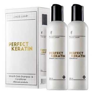 🤍ชุดบำรุง แชมพู,ครีมนวดผม สูตรเคราติน L'ANGEL Perfect Keratin เพอร์เฟ็ค เคราติน 258ml. x2ขวด