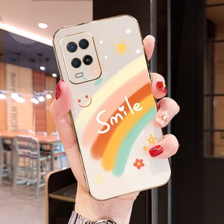 Zymello เคส OPPO A54 เคสโทรศัพท์ซิลิโคน 6D ชุบโลหะแฟชั่น รุ้ง