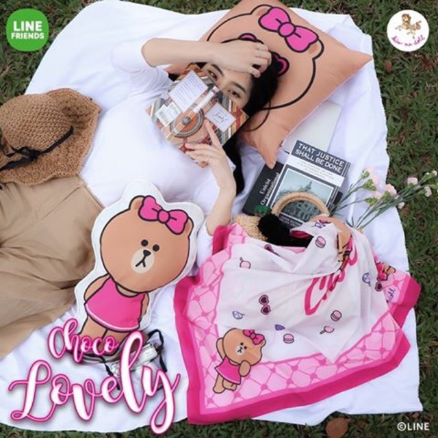 (ส่งต่อ) ผ้าพันคอ Kiss me doll คอลเลคชั่น Line Friends / หมีChoco