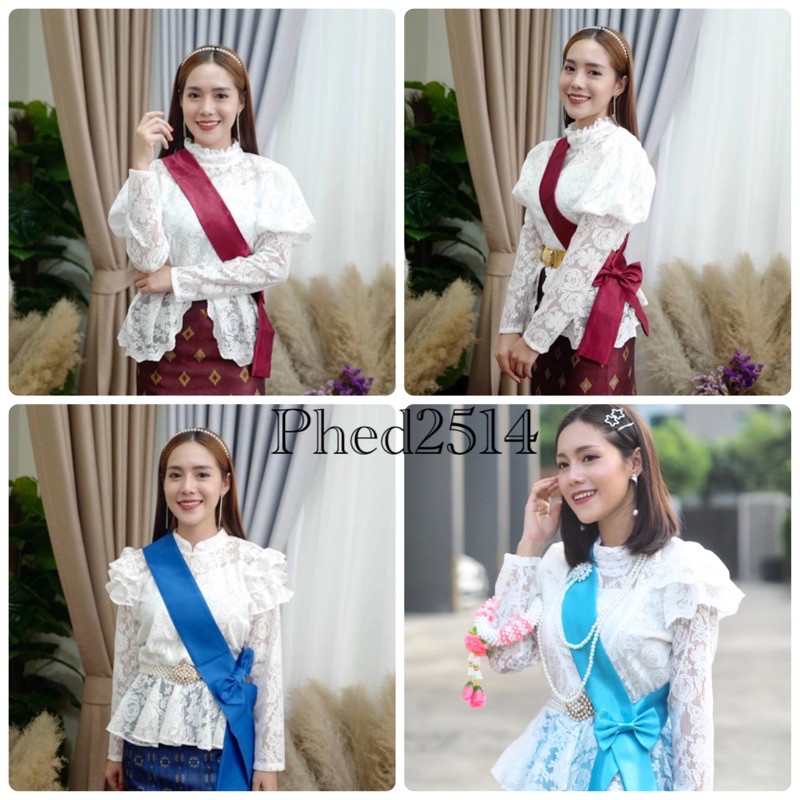 สายสะพาย หรือผ้าคาดทับเสื้อM,L พร้อมโบว์ ผ้าใหมซาติน