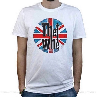 เสื้อยืดวงดนตรีเสื้อยืด ผ้าฝ้าย 100% พิมพ์ลายดิจิทัล The Who Maglietta Bianca Rock Target Mod Con Effetto Invecchiato LH