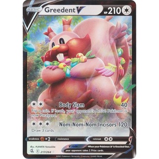 การ์ดโปเกมอน TCG Greedent V SS Fusion Strike 217/264 Ultra