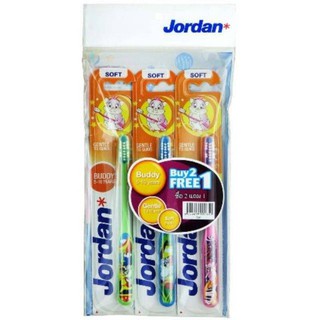 แปรงสีฟันเด็ก Jordan บัดดี้ อายุ 5-10 ปี รุ่น 2 ฟรี 1 แปรงสีฟันเด็กจอร์แดน  จอแดน