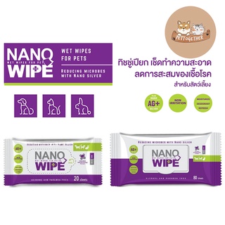 Nano Wipe ทิชชู่เปียก ทำความสะอาดสำหรับสัตว์เลี้ยง อ่อนโยน ไม่มีแอลกกอฮอล์และพาราเบน