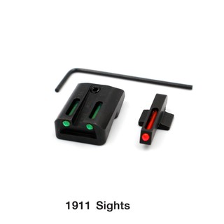 1911 Sights ศูนย์หน้า-หลัง หลอด Fiber optic เรืองแสงกลางวัน (Day sight Only)