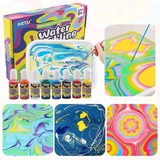 ชุดหยดสี ทำลวดลาย ✨Water Marbling Paint ศิลปะทำลวดลาย ผิวน้ำ ลายหินอ่อน