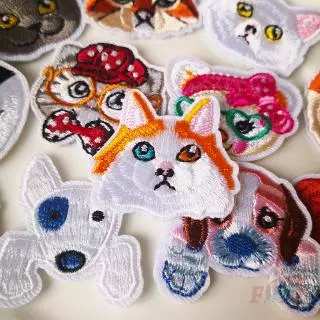 แพทช์ป้ายปักผ้าลาย best friends - cat & dogs diy สําหรับเย็บปักตกแต่งเสื้อผ้า 1 ชิ้น
